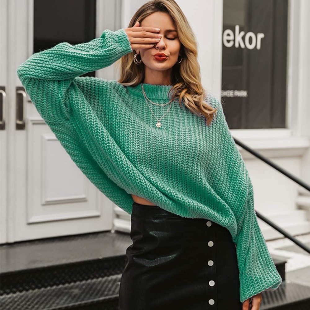 Simplee Oversized Cropped Sweater - One Size
